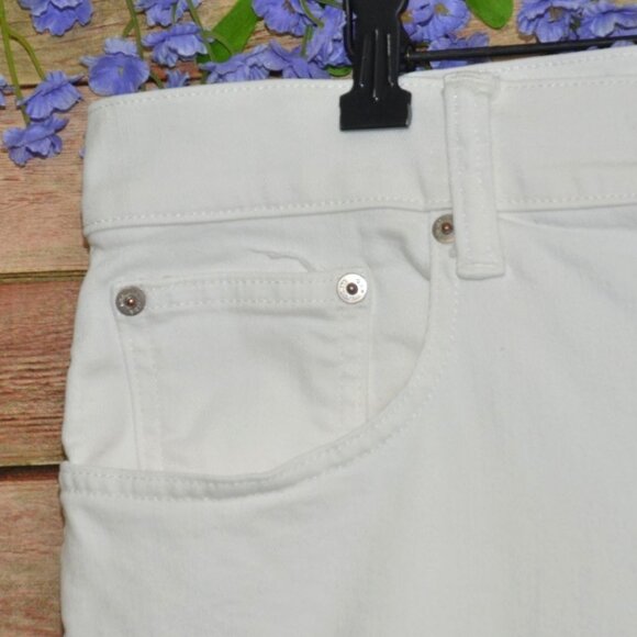 Gap Mid-Rise Girlfriend Ankle Jeans Optic White Size 18R 34 Raw Hem Classic - Picture 3 of 10